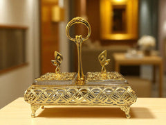 Luxury Gold 2-in-1 Partition Tray with Handle – Decorative Serving Masterpiece