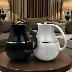 Elite Gold-Accent Thermos Flask – Double Wall Insulated | Ribbed Lower Body