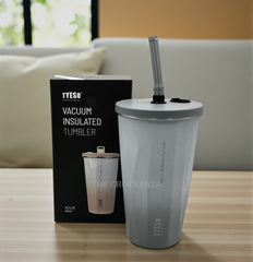 TYESO Imported 600ml Double-Wall Insulated Coffee & Juice Tumbler – Premium Steel Body with Straw & Leak-Resistant Lid