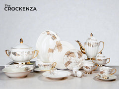 Imported Johnson Bros Inspired Luxury Gold-Leaf Complete Dining Set — 65 & 89 Pcs Serving