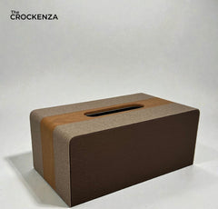 Luxury Fabric & Wood Tissue Box Cover- For Living Room, Office & Bedroom