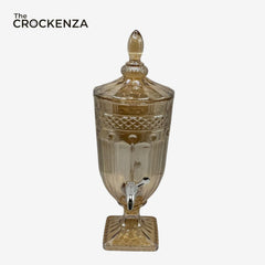 Luxury Crystal Glass Beverage Dispenser with Tap – Premium Serving Dispenser (Amber Gold)