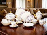 Johnson Bros Inspired Royal Floral Bone China Luxury Dinner Set | 65 & 89 Piece Gold-Gilded Collection