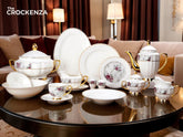 Johnson Bros Inspired Royal Floral Bone China Luxury Dinner Set | 65 & 89 Piece Gold-Gilded Collection