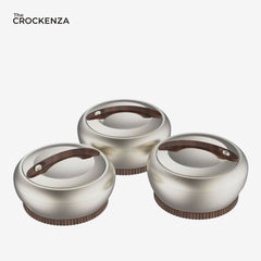 Imported Forever Gold Hotpot Set – Matte Nickel With Dark Wooden Finish (4L, 5L & 6L)