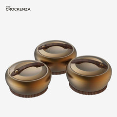 Imported Forever Gold Hotpot Set – Matte Rose Gold with Dark Wooden Finish (4L, 5L & 6L)