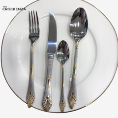 AYD 24-Piece Premium Cutlery Set – Elegant Gold & Silver Stainless Steel Flatware for Dining & Gifting