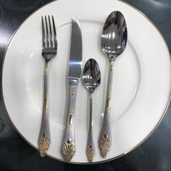 AYD 24-Piece Premium Cutlery Set – Elegant Gold & Silver Stainless Steel Flatware for Dining & Gifting