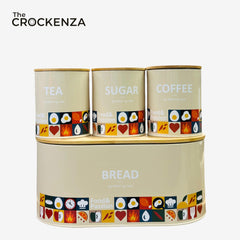 The Crockenza Elite Countertop Storage Set – 4-Piece Bread Box & Matching Canister Trio