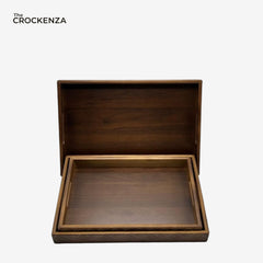 3-Piece Premium Wooden Serving Tray Set – Elegant Decorative Nesting Trays for Home, Kitchen & Coffee Table