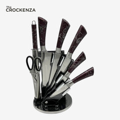 Cut Like a Pro: The Bass 8-Piece Elite Stainless Steel Knife Set with 360° Rotating Carousel