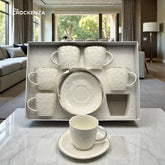 Luxury White Porcelain Tea Cup & Saucer Set – 12 Pcs Elegant Coffee Cups Set for Home, Office & Gift