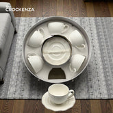 Luxury White Porcelain Tea Cup & Saucer Set – 12 Pcs Elegant Coffee Cups Set for Home, Office & Gift
