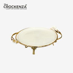 Imperial Calla Lily Round Porcelain Serving Tray - Luxury Table Centerpiece