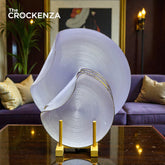 KYNZO Aurora 7-Piece Dessert & Cake Platter Set – Textured Lavender Glass with Gold Edging