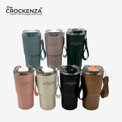 Sitarayuri Premium Stainless Steel Coffee Mug 600ML – Insulated Travel Tumbler with Handle Strap & Spill-Resistant Lid