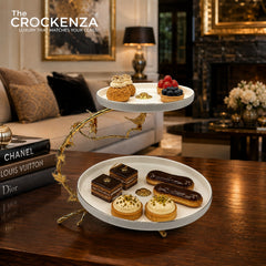 Luxury 2 Step Pastry Stand – 2 Tier Dessert & Serving Stand - Golden