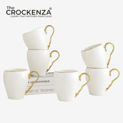 Imperial Thailand-Inspired 6-Piece Luxury Mug Set – White & Gold