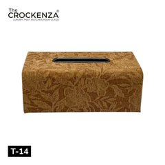 Luxury Golden Brown Floral Tissue Box Holder – Decorative Tissue Cover