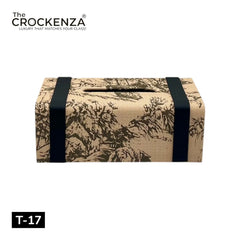 Luxury Beige Floral Tissue Box Holder – Decorative Fabric Tissue Cover