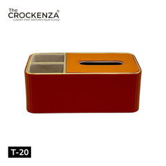 Luxury Leather Tissue Box Organizer with Dual Storage Compartments – Premium Tabletop Tissue Holder