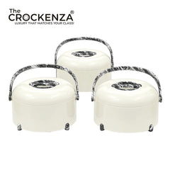 Imported Forever Gold Hotpot Set – Pearl White with Black Marble Finish (3L, 4L & 5L)