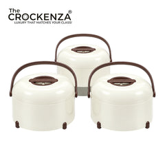 Imported Forever Gold Hotpot Set – Pearl White With Dark Wooden Finish (3L, 4L & 5L)