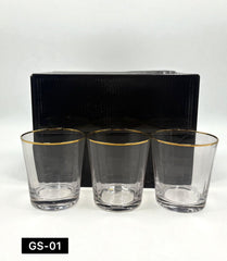 6-Piece Gold Rim Glass Tumbler Set – Timeless Whiskey & Cocktail Glasses