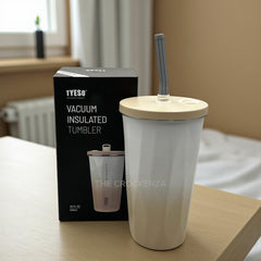 TYESO Imported 600ml Double-Wall Insulated Coffee & Juice Tumbler – Premium Steel Body with Straw & Leak-Resistant Lid