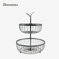 2-Tier Stainless Steel Fruit & Vegetable Basket – Space-Saving Wire Storage Stand for Kitchen Countertop