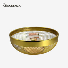 Modern Gold Mesh Fruit Basket for Kitchen Countertop & Dining Table