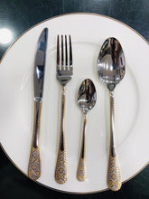 AYD 24-Piece Premium Cutlery Set – Elegant Gold & Silver Stainless Steel Flatware for Dining & Gifting