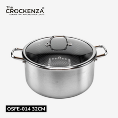 OSFE Honeycomb Stainless Steel Triply Casserole with Glass Lid – Premium Cooking Pot