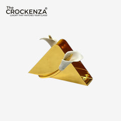 Luxury Gold Napkin Holder Stand with White Calla Lily Design