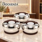 Imported Forever Gold Hotpot Set – Shine Nickel with Dark Wooden Finish (3L, 4L & 5L)