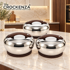 Imported Forever Gold Hotpot Set – Shine Nickel with Dark Wooden Finish (3L, 4L & 5L)
