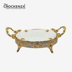Luxury Golden Platter with Handles | Elegant Decorative Serving Tray
