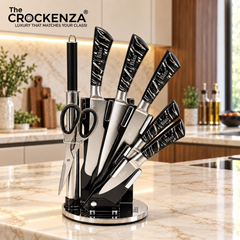 Bass Elite 8-Piece Stainless Steel Knife Collection with Rotating Carousel