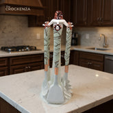 Luxury 7-Piece Silicone Kitchen Utensil Set with Stand – White & Gold Marble Design – Heat Resistant, Non-Stick Cooking Tools with Rose Gold Accents