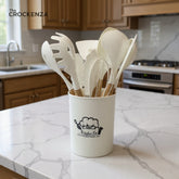 Premium Silicone Cooking Spoon Set with Wooden Handles & Holder | Heat-Resistant Non-Stick Kitchen Utensils