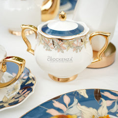 Johnson Bros Inspired Royal Floral Bone China Luxury Dinner Set | 65 & 89 Piece Royal Azure Bloom