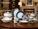 Johnson Bros Inspired Royal Floral Bone China Luxury Dinner Set | 65 & 89 Piece Royal Azure Bloom