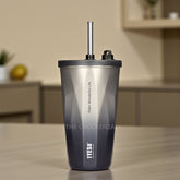 TYESO Imported 600ml Double-Wall Insulated Coffee & Juice Tumbler – Premium Steel Body with Straw & Leak-Resistant Lid