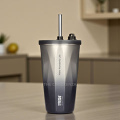 TYESO Imported 600ml Double-Wall Insulated Coffee & Juice Tumbler – Premium Steel Body with Straw & Leak-Resistant Lid