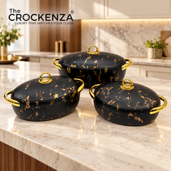 Premium Black Marble Hot Pots – Keep Food Fresh & Warm in Style (2/2.5/3Ltrs)