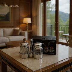 Luxury Acrylic Salt & Pepper Cruet Set with Stand – Shaker Set (2 PCS)