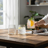 Luxury 6-Piece Crystal Whiskey Glass Set – Ribbed Tapered Tumblers with Gold Rim