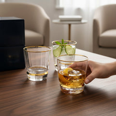 Luxury 6-Piece Imported Glass Set with Gold Detailing – Classic Elegance for your drinks