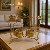 Golden Bird Luxe 2-Partition Dry Fruits Server with Lid