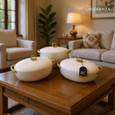 Imported Forever Gold White Oval Hot Pot Set – Keep Food Fresh & Warm for hours